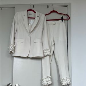 Les Aimants Bridal White Floral Suit with Crop Top